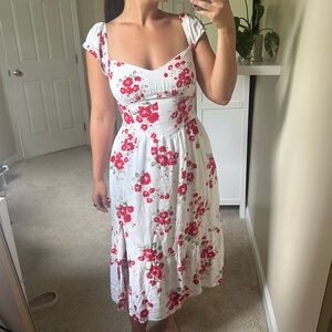 Hollister Red Floral Midi Dress